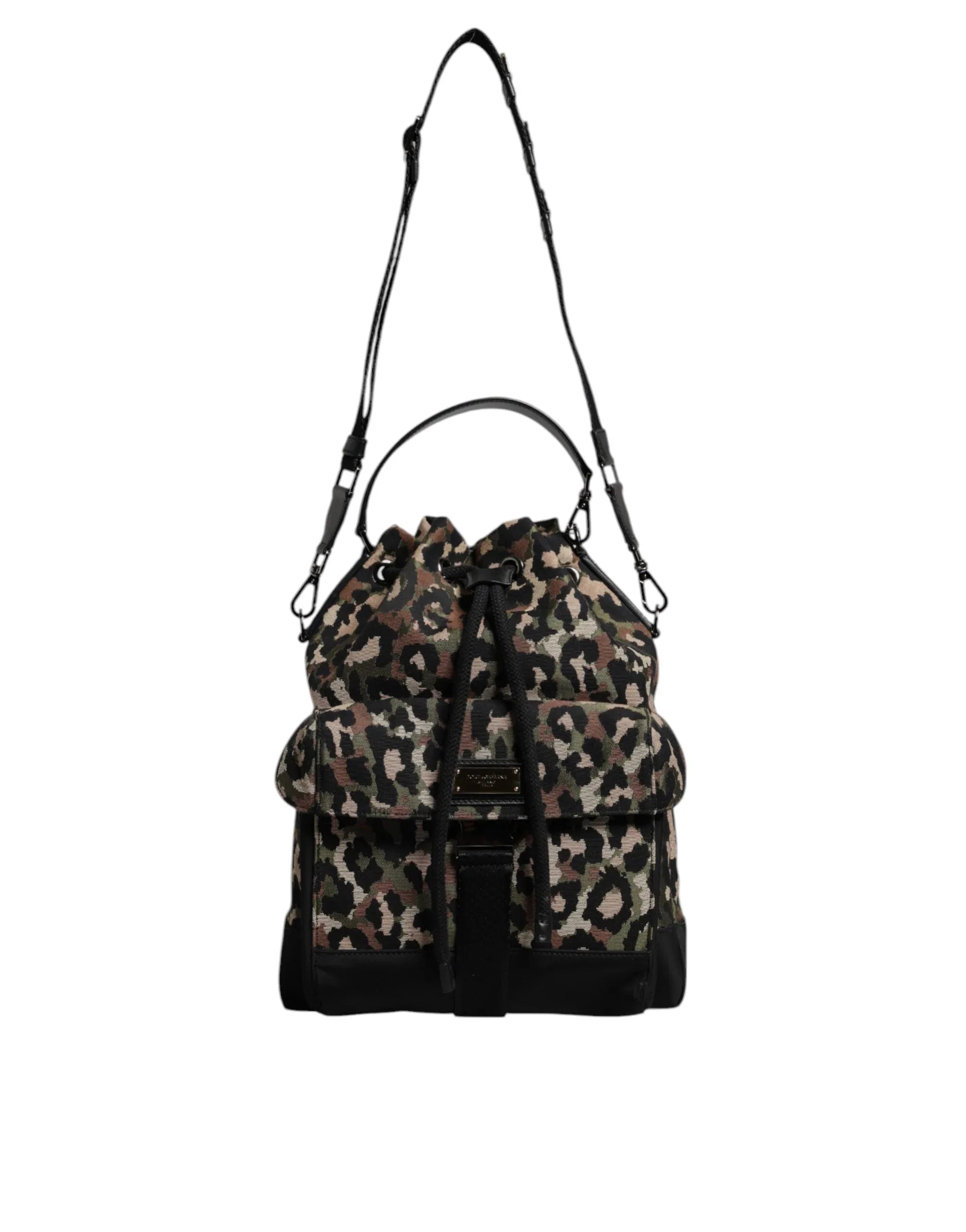 Dolce & Gabbana Multicolor Leopard Cotton Shoulder Bucket Bag - Zeiniez