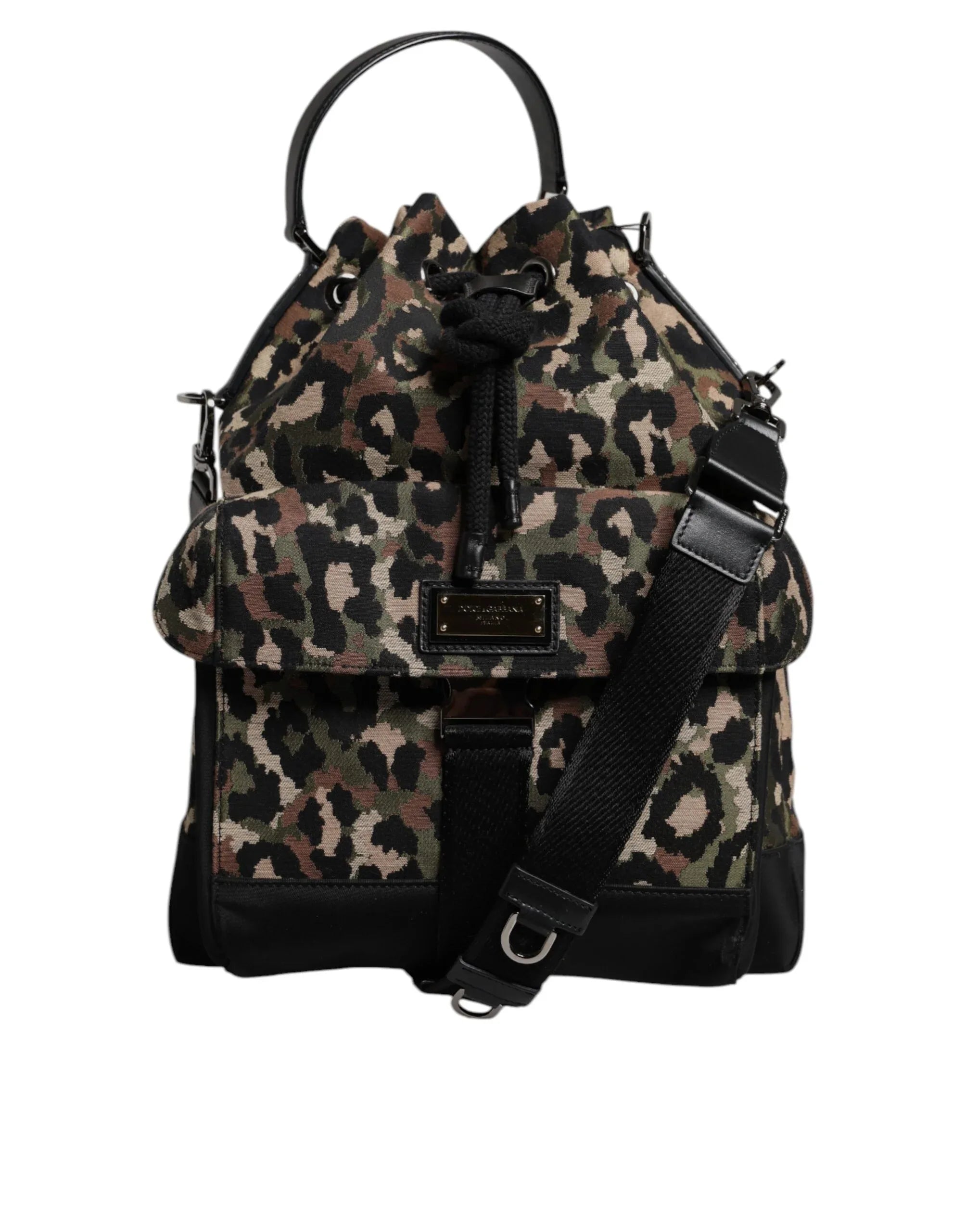 Dolce & Gabbana Multicolor Leopard Cotton Shoulder Bucket Bag - Zeiniez