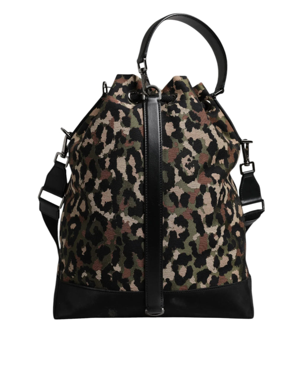 Dolce & Gabbana Multicolor Leopard Cotton Shoulder Bucket Bag - Zeiniez