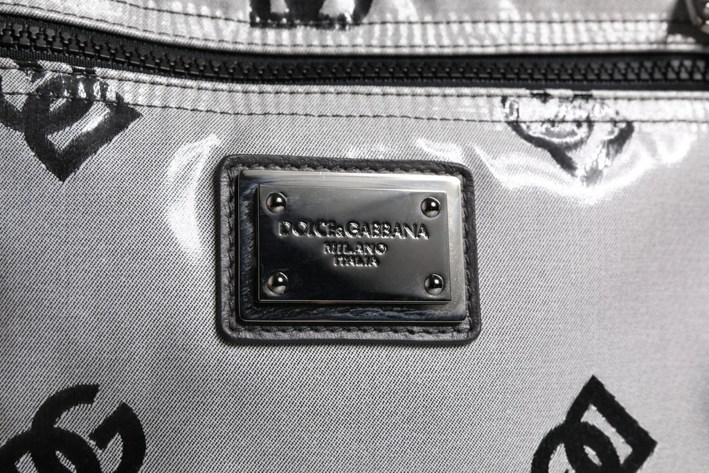 Dolce & Gabbana Polyester Gray Black DG Logo Plaque Backpack Bag - Zeiniez