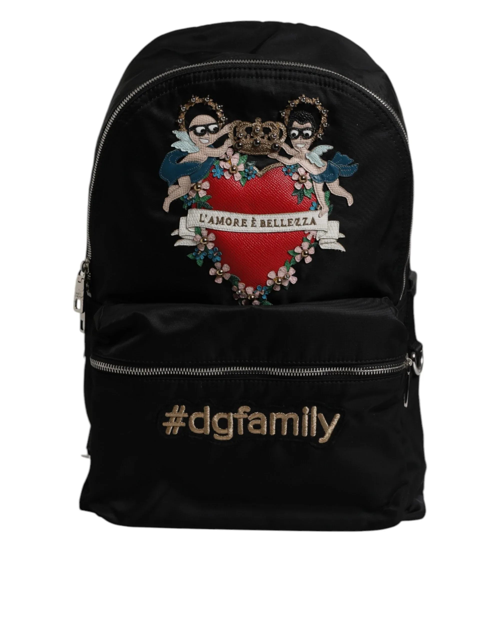Dolce & Gabbana Black Nylon #DGFAMILY Embellished Backpack VULCANO Bag - Zeiniez