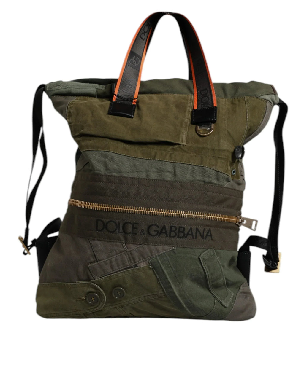 Dolce & Gabbana Military Green Patchwork Rucksack Backpack Bag - Zeiniez