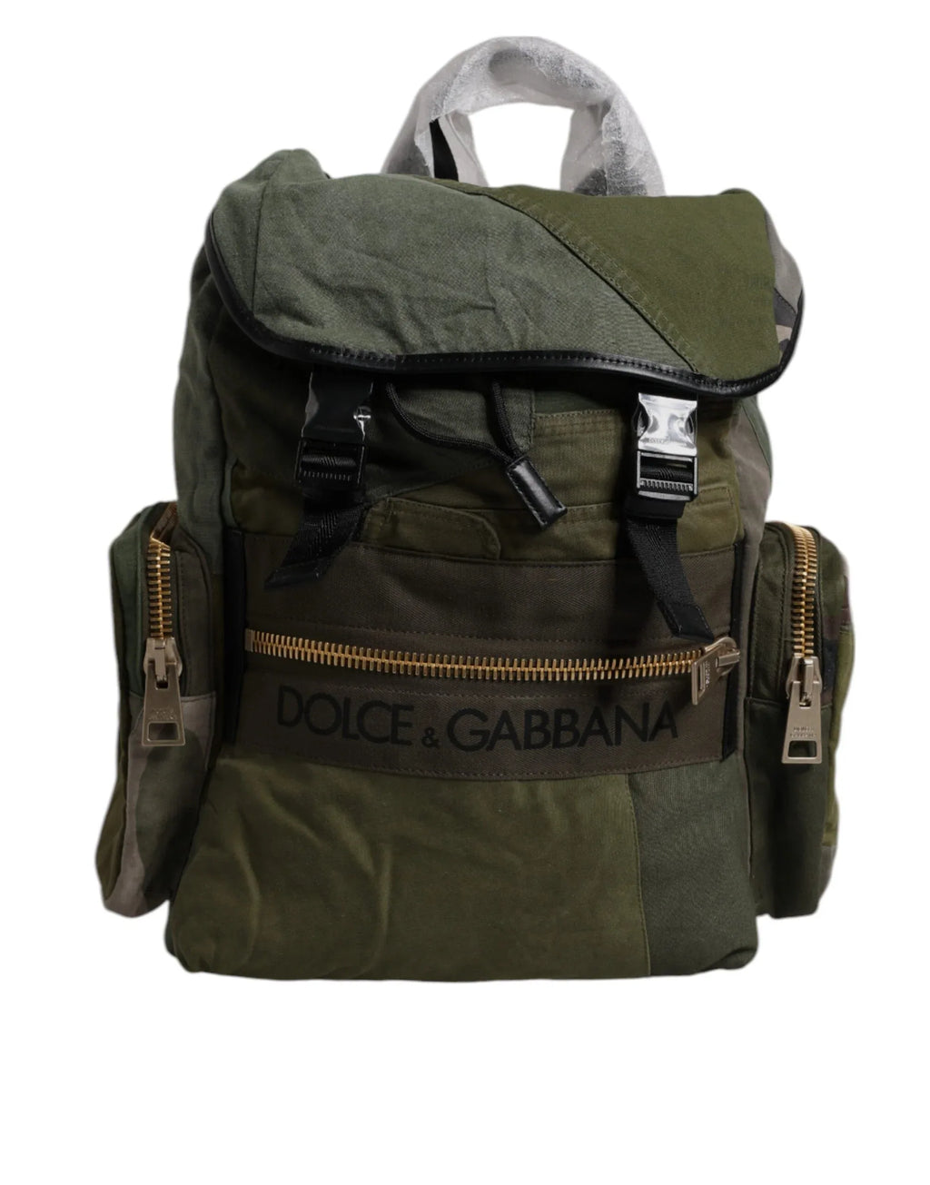Dolce & Gabbana Military Green Patchwork Travel Backpack Bag - Zeiniez