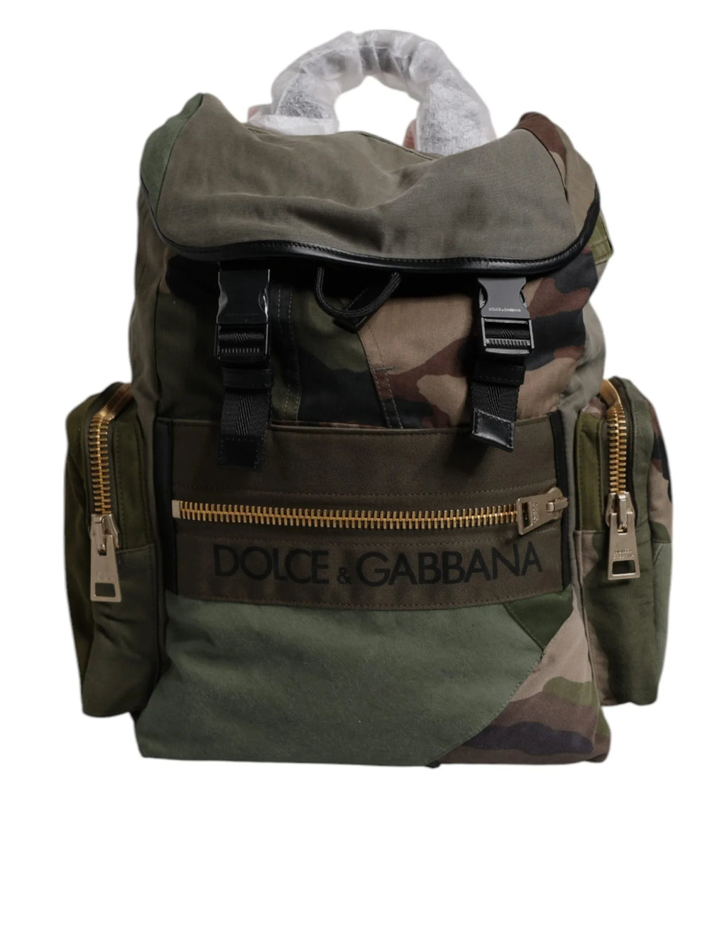 Dolce & Gabbana Military Green Patchwork Travel Backpack Bag - Zeiniez