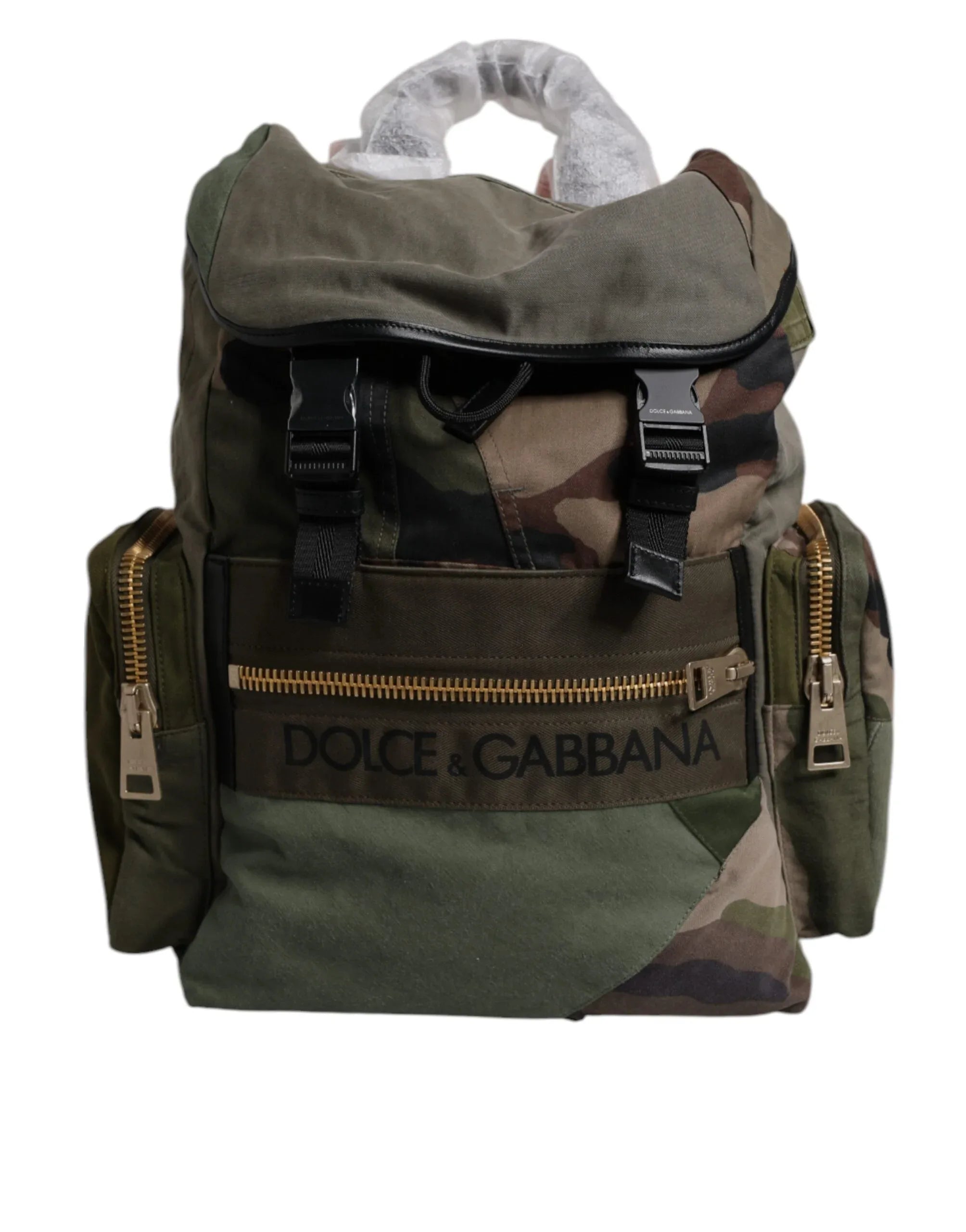 Dolce & Gabbana Military Green Patchwork Travel Backpack Bag - Zeiniez
