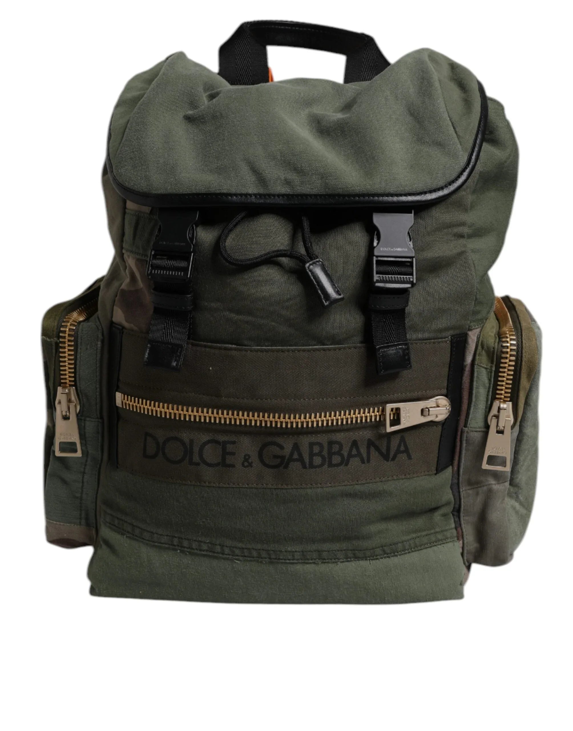 Dolce & Gabbana Military Green Patchwork Travel Backpack Bag - Zeiniez