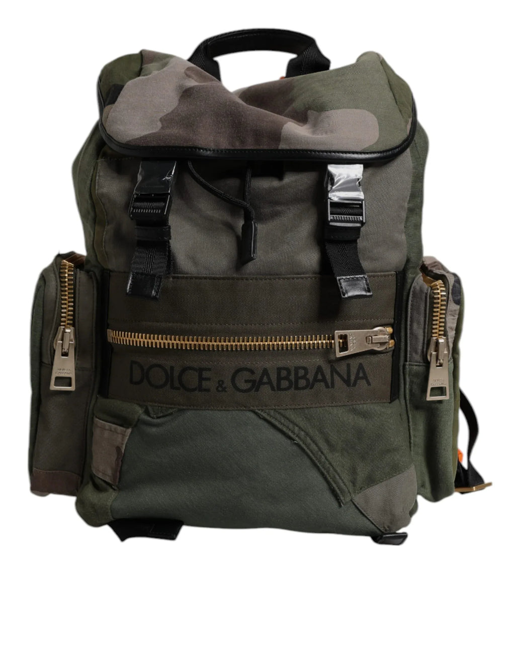 Dolce & Gabbana Military Green Patchwork Travel Backpack Bag - Zeiniez