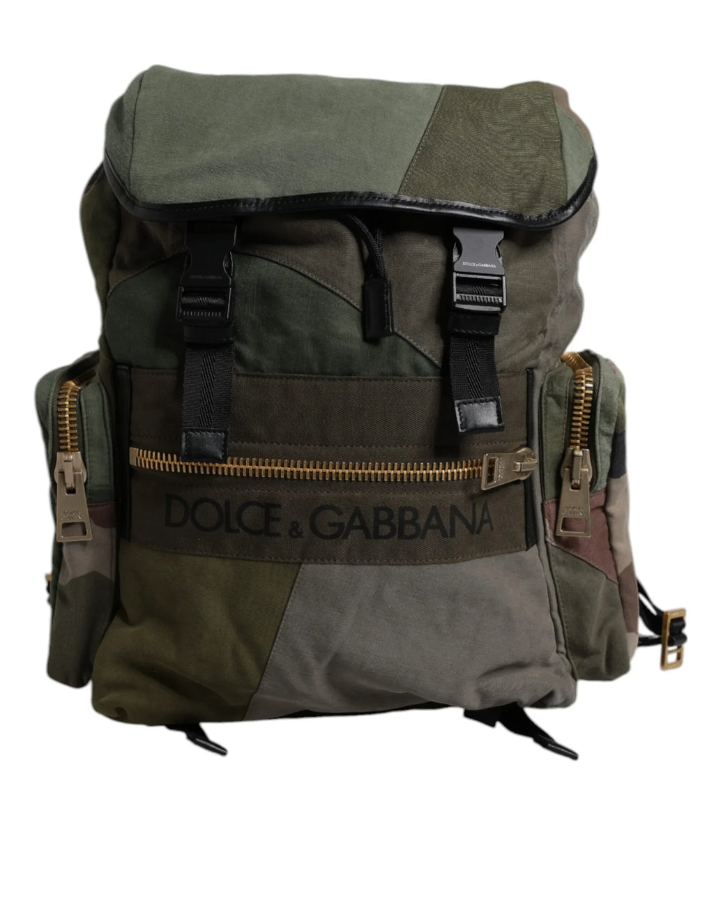 Dolce & Gabbana Military Green Patchwork Travel Backpack Bag - Zeiniez