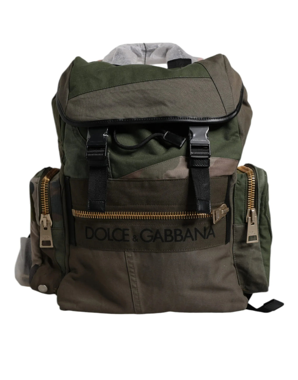 Dolce & Gabbana Military Green Patchwork Travel Backpack Bag - Zeiniez