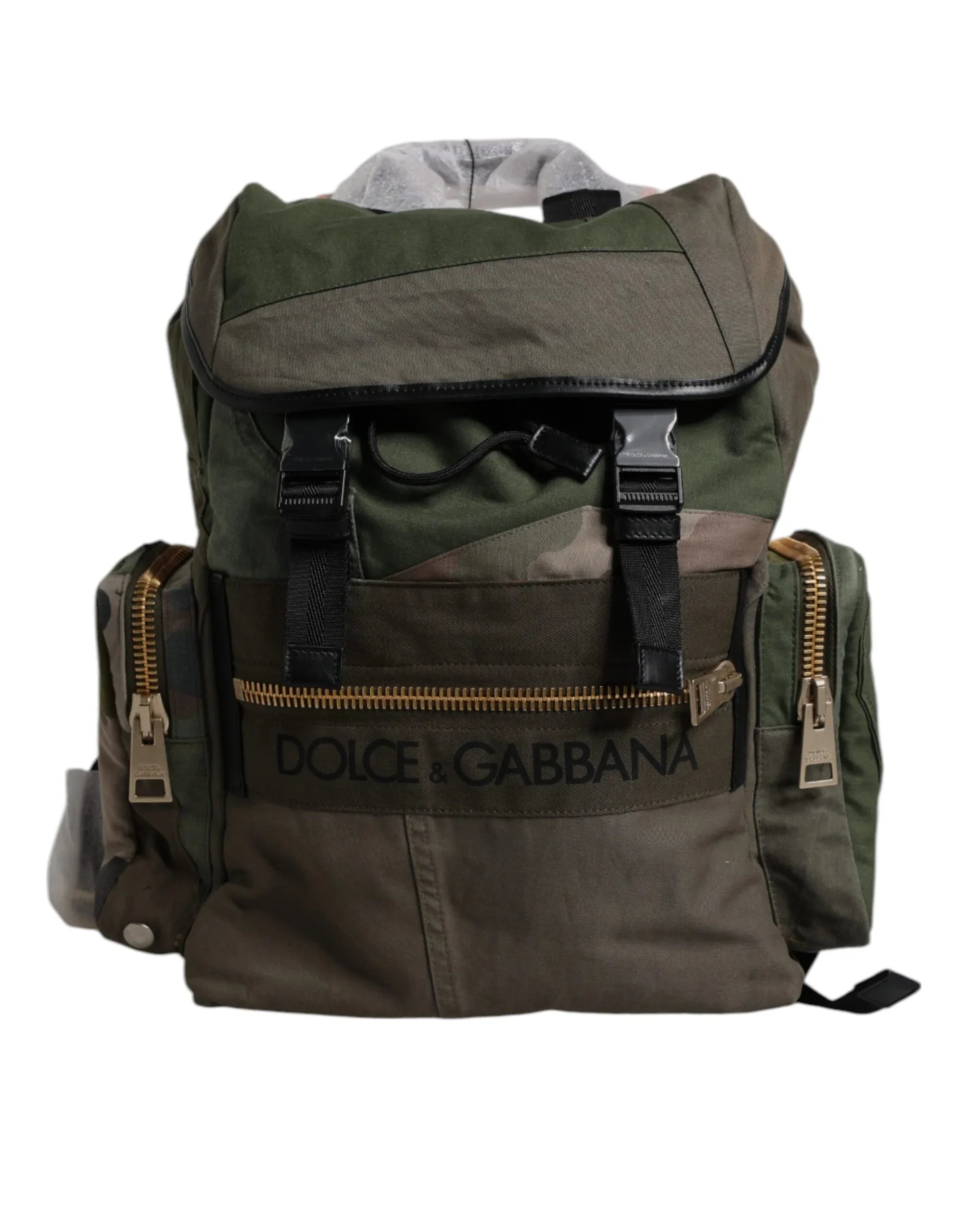 Dolce & Gabbana Military Green Patchwork Travel Backpack Bag - Zeiniez