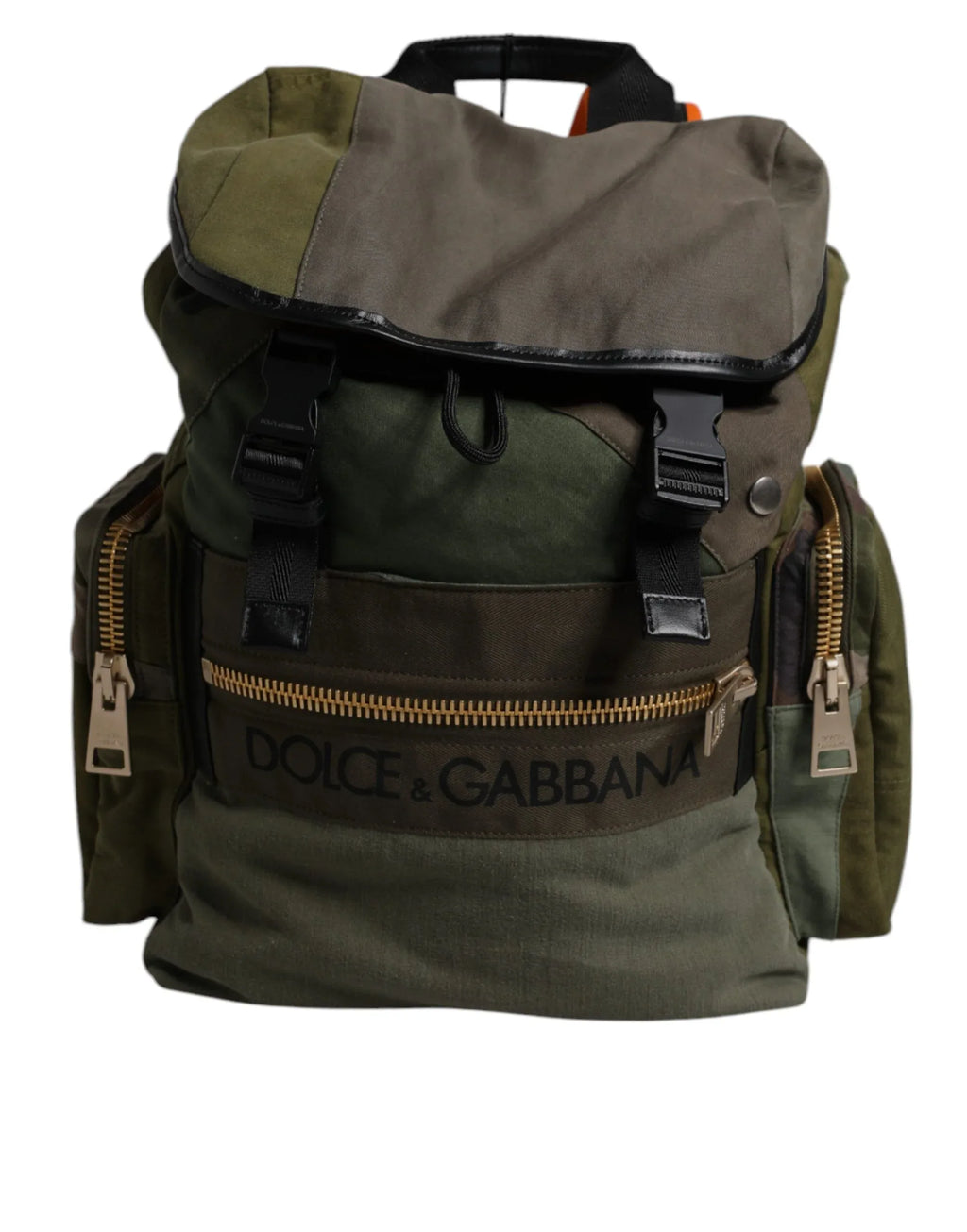 Dolce & Gabbana Military Green Patchwork Travel Backpack Bag - Zeiniez