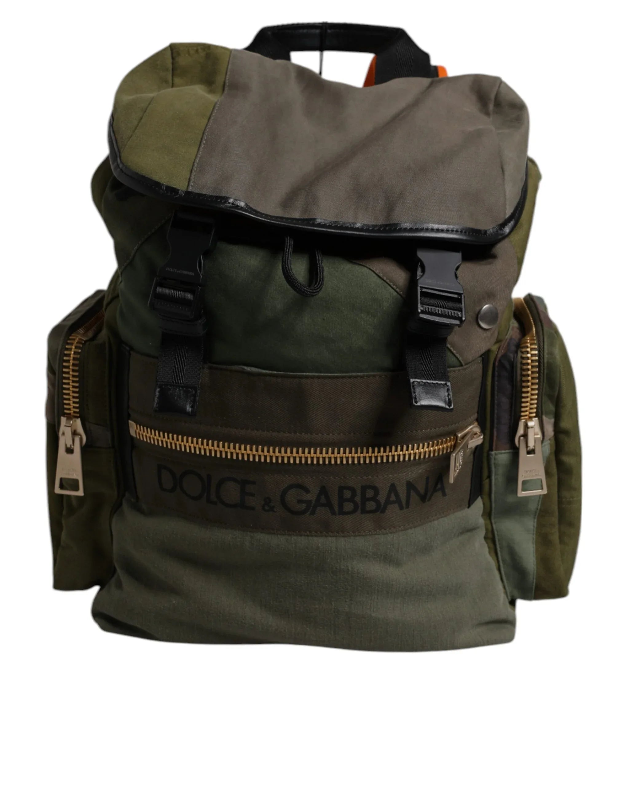 Dolce & Gabbana Military Green Patchwork Travel Backpack Bag - Zeiniez