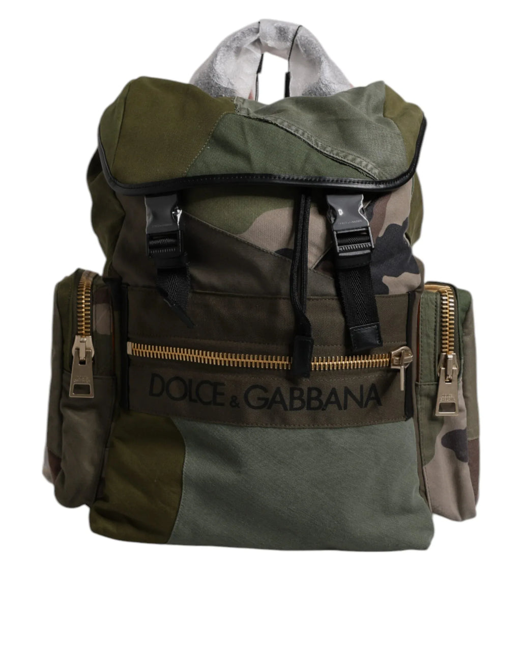 Dolce & Gabbana Military Green Patchwork Travel Backpack Bag - Zeiniez