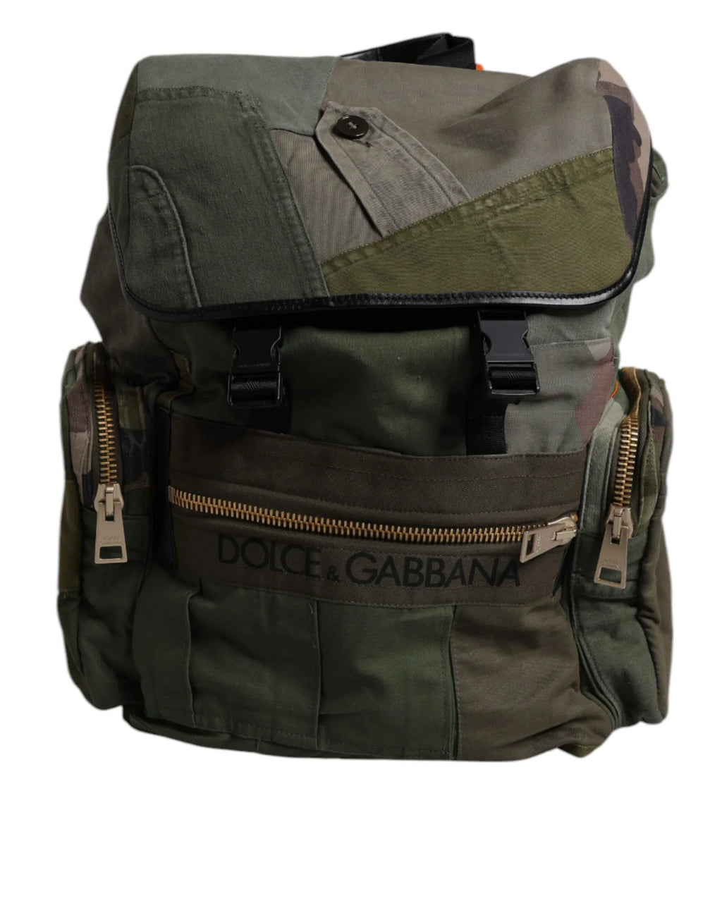 Dolce & Gabbana Military Green Patchwork Travel Backpack Bag - Zeiniez