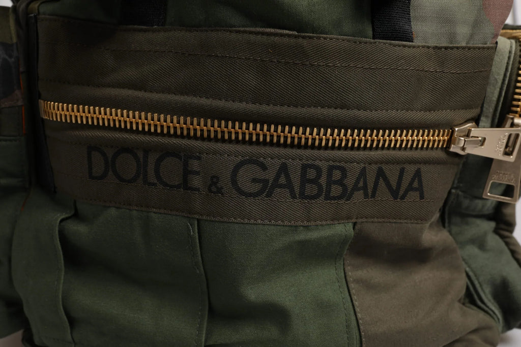 Dolce & Gabbana Military Green Patchwork Travel Backpack Bag - Zeiniez