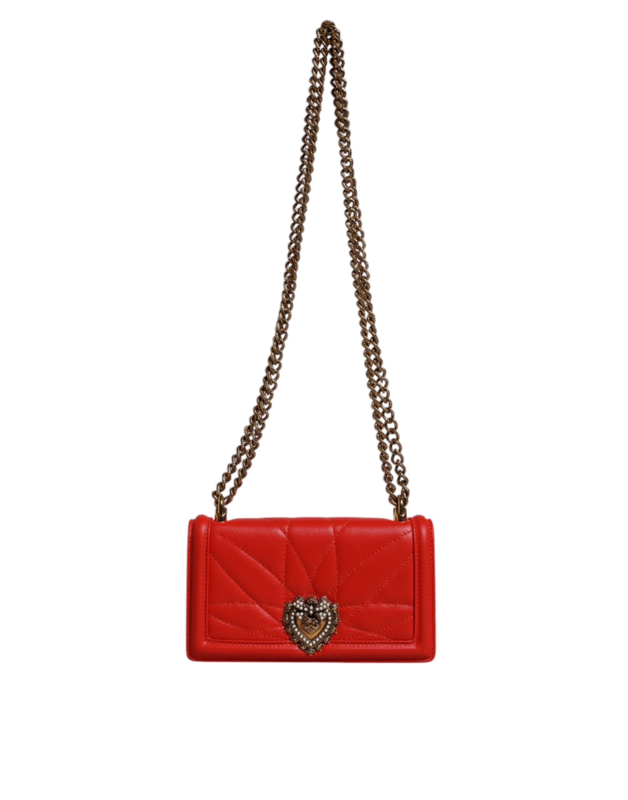 Dolce & Gabbana Red Quilted Devotion Crossbody Chain Phone Cover Bag - Zeiniez
