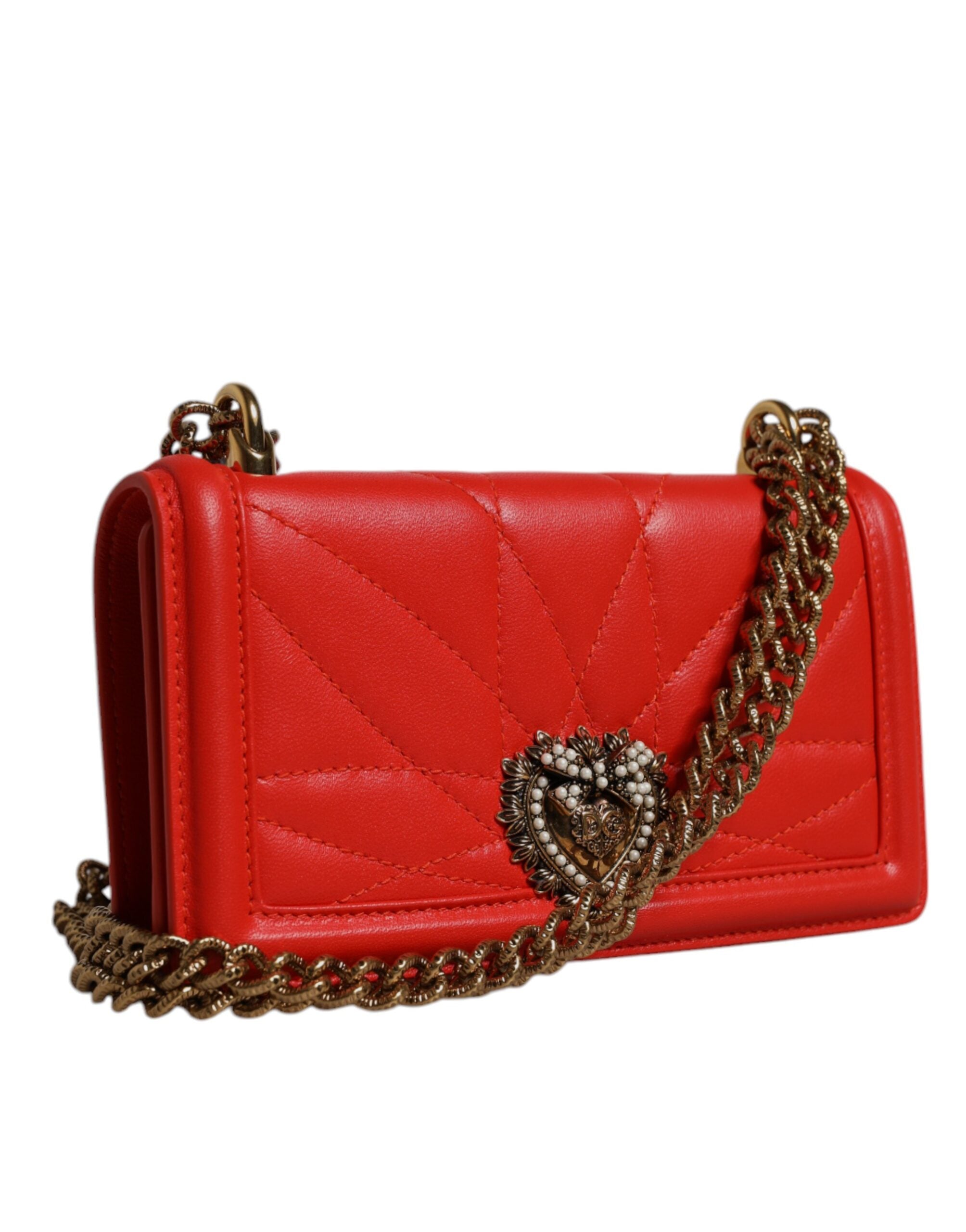 Dolce & Gabbana Red Quilted Devotion Crossbody Chain Phone Cover Bag - Zeiniez