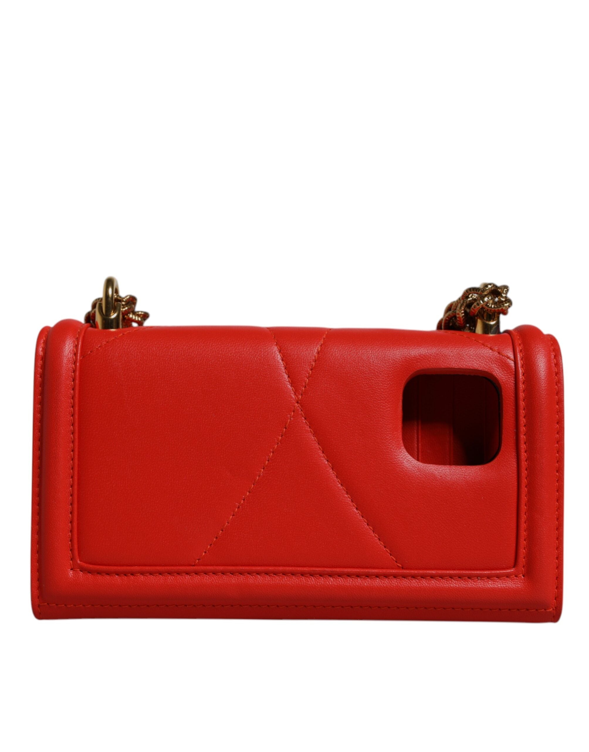 Dolce & Gabbana Red Quilted Devotion Crossbody Chain Phone Cover Bag - Zeiniez