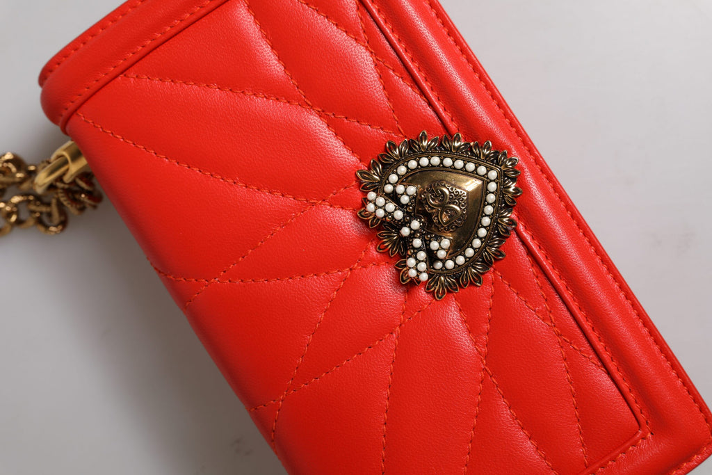Dolce & Gabbana Red Quilted Devotion Crossbody Chain Phone Cover Bag