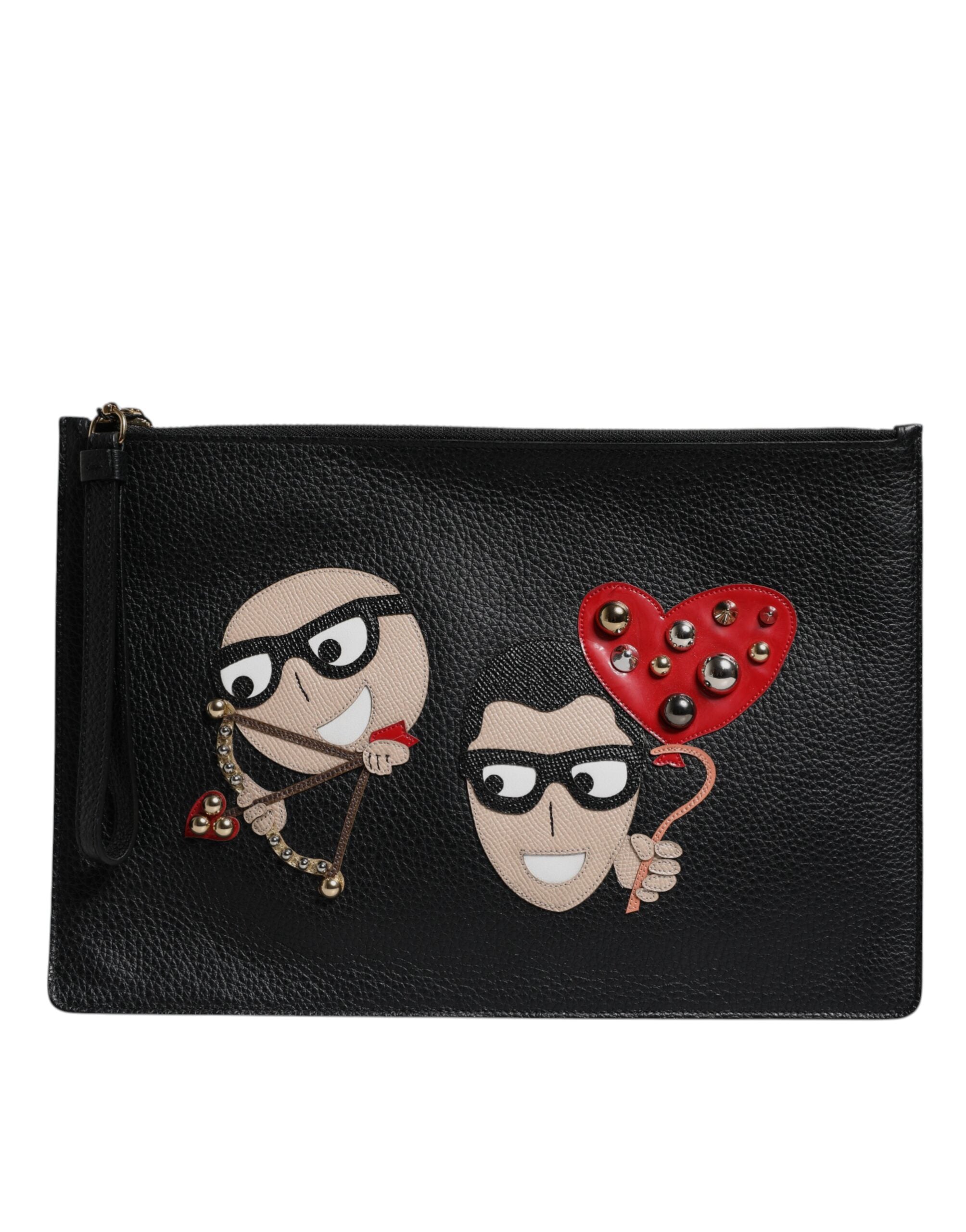 Dolce & Gabbana Black #DGFamily Embellished Leather Clutch Bag - Zeiniez