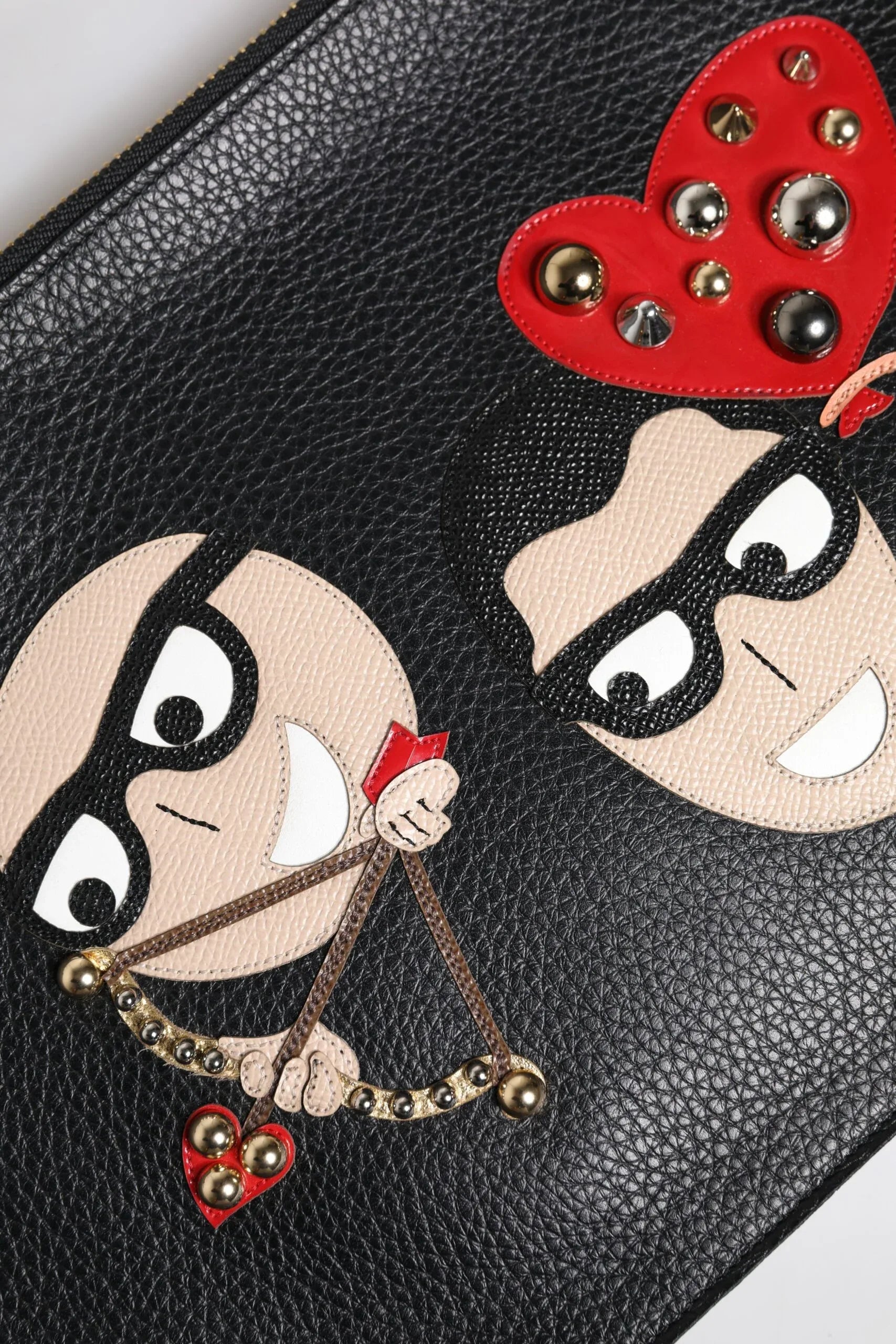 Dolce & Gabbana Black #DGFamily Embellished Leather Clutch Bag - Zeiniez