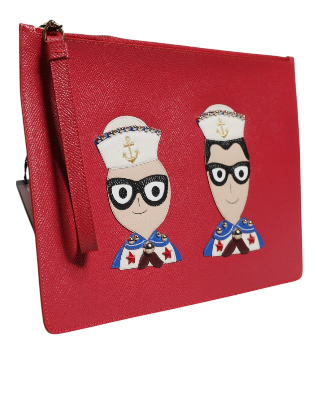 Dolce & Gabbana Red #DGFamily Embellished Leather Clutch Bag - Zeiniez