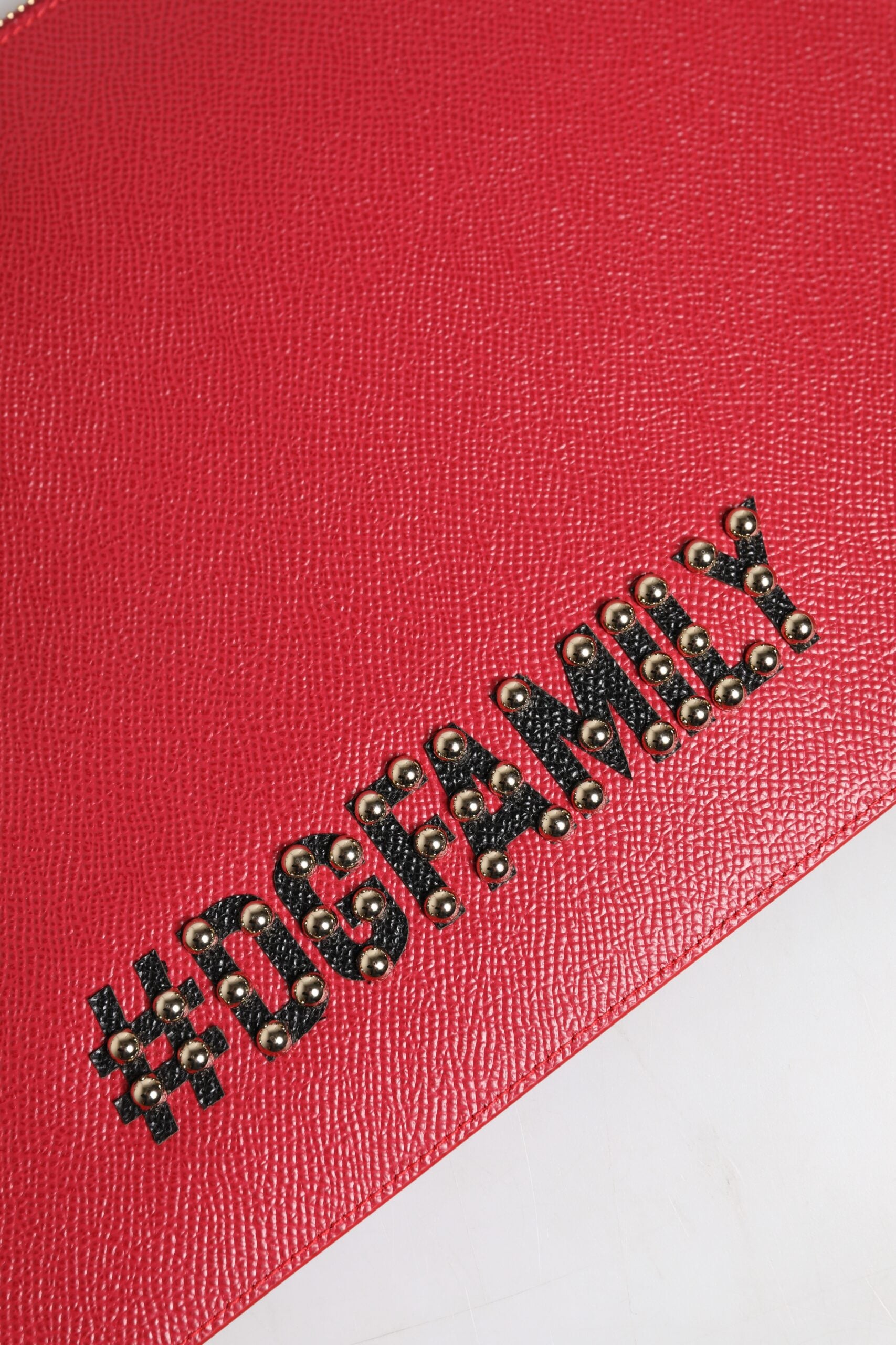 Dolce & Gabbana Red #DGFamily Embellished Leather Clutch Bag - Zeiniez