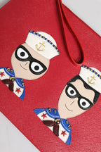 Dolce & Gabbana Red #DGFamily Embellished Leather Clutch Bag - Zeiniez