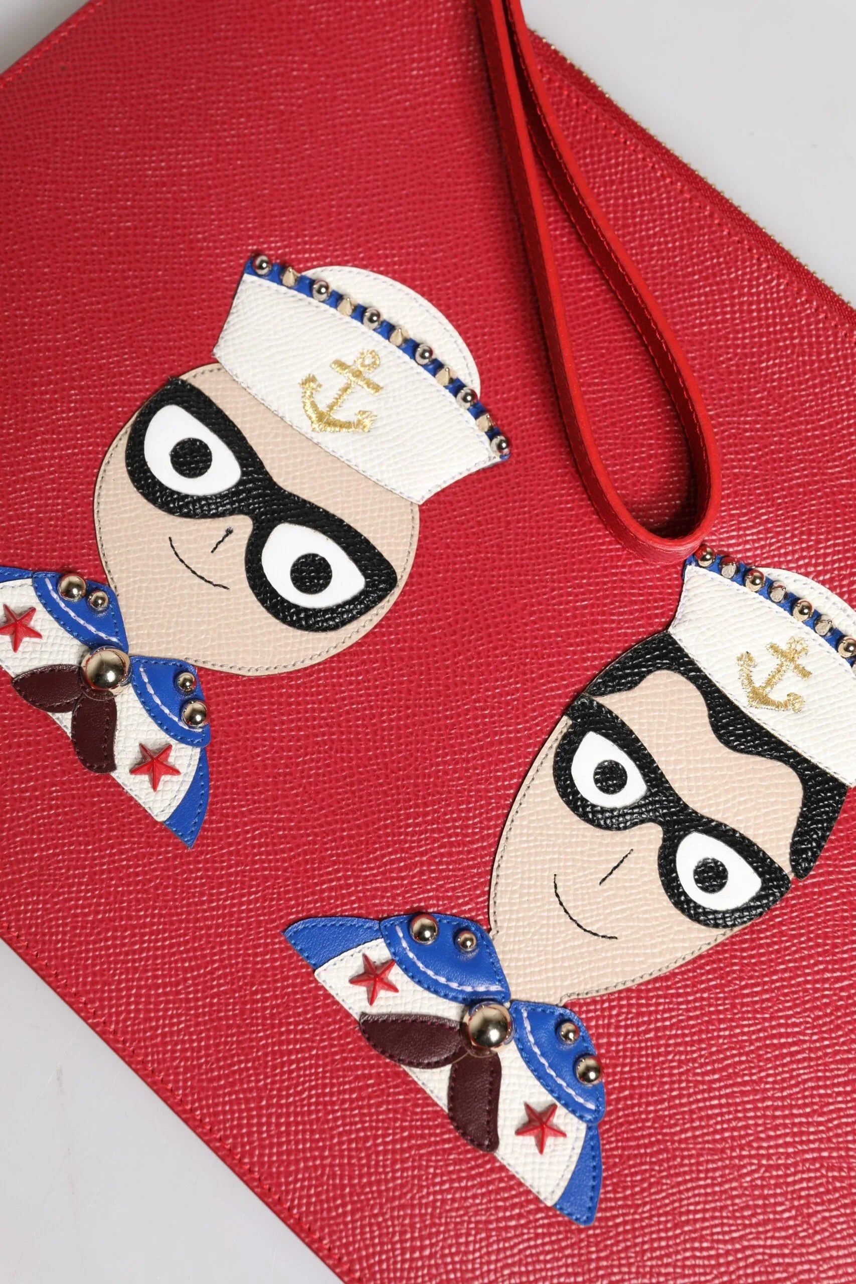 Dolce & Gabbana Red #DGFamily Embellished Leather Clutch Bag - Zeiniez