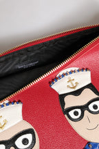 Dolce & Gabbana Red #DGFamily Embellished Leather Clutch Bag - Zeiniez