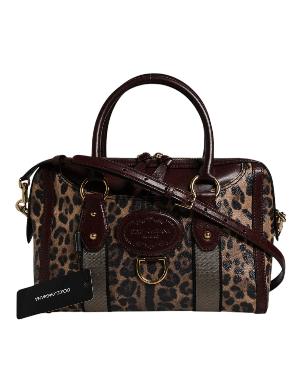 Dolce & Gabbana Brown Leopard Leather Shoulder Strap Duffle Bag - Zeiniez