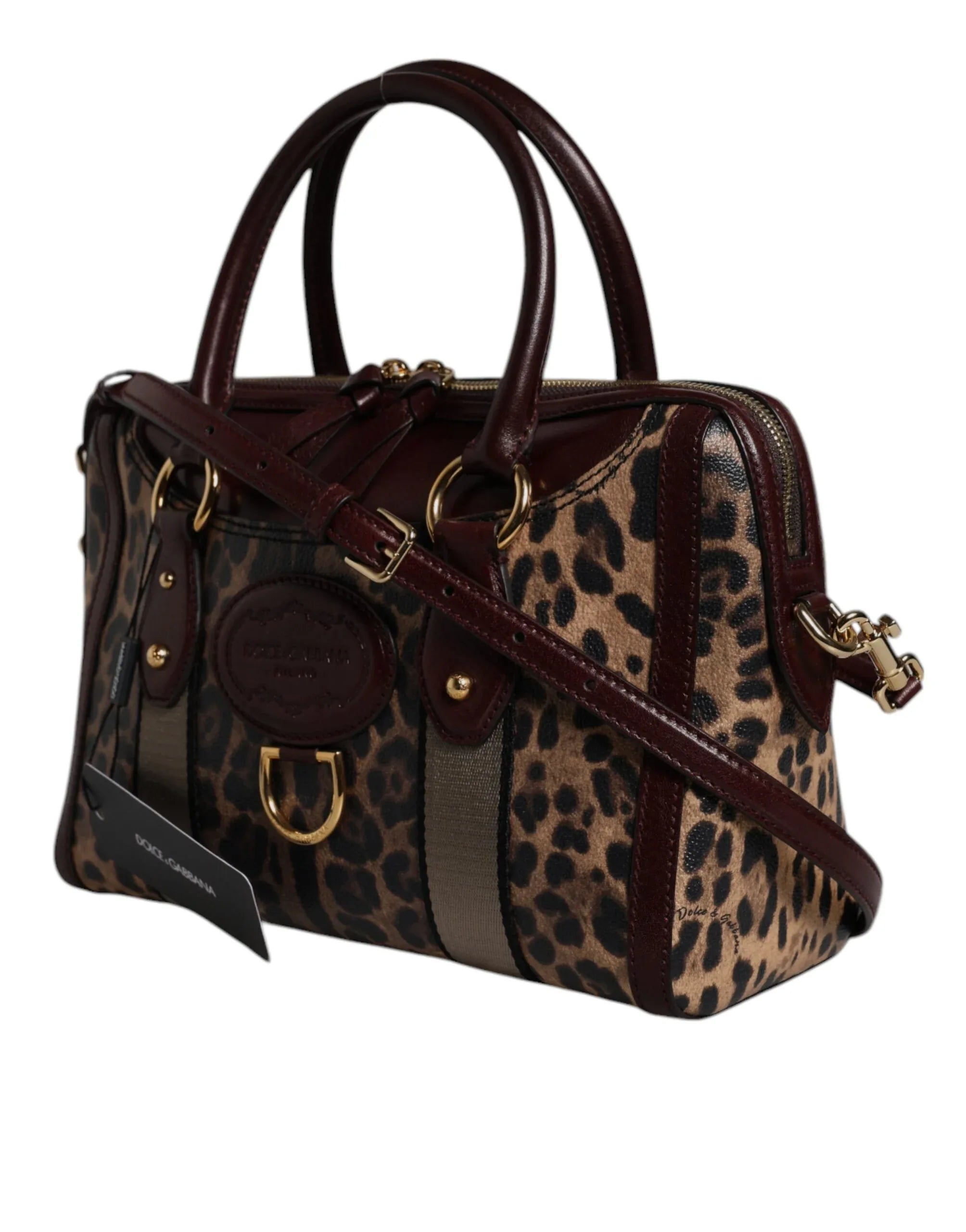 Dolce & Gabbana Brown Leopard Leather Shoulder Strap Duffle Bag - Zeiniez