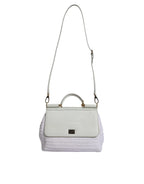 Dolce & Gabbana White Rafia Leather Top Handle Crossbody Bag - Zeiniez