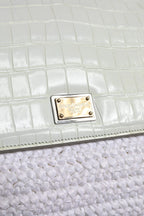 Dolce & Gabbana White Rafia Leather Top Handle Crossbody Bag - Zeiniez