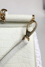 Dolce & Gabbana White Rafia Leather Top Handle Crossbody Bag - Zeiniez