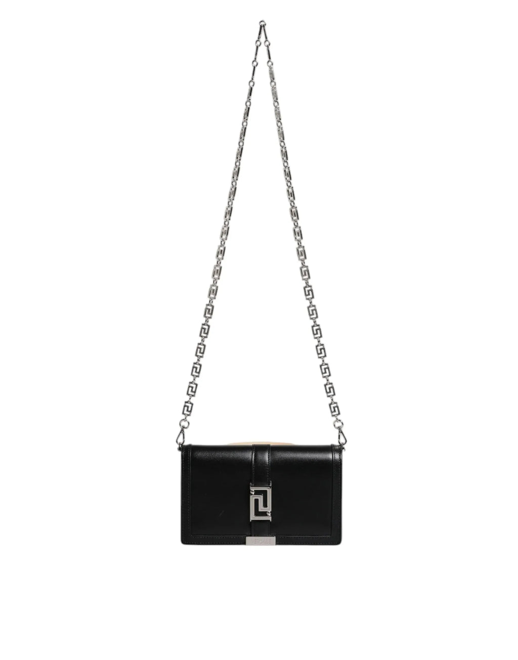 Versace Black Calfskin Leather Chain Strap Shoulder Crossbody Bag - Zeiniez