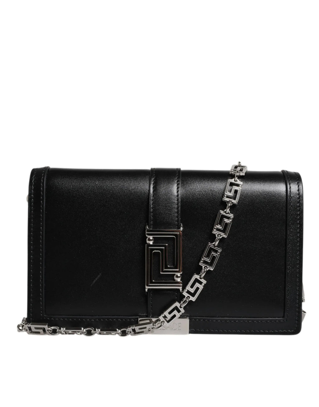 Versace Black Calfskin Leather Chain Strap Shoulder Crossbody Bag - Zeiniez