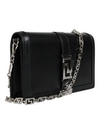 Versace Black Calfskin Leather Chain Strap Shoulder Crossbody Bag - Zeiniez