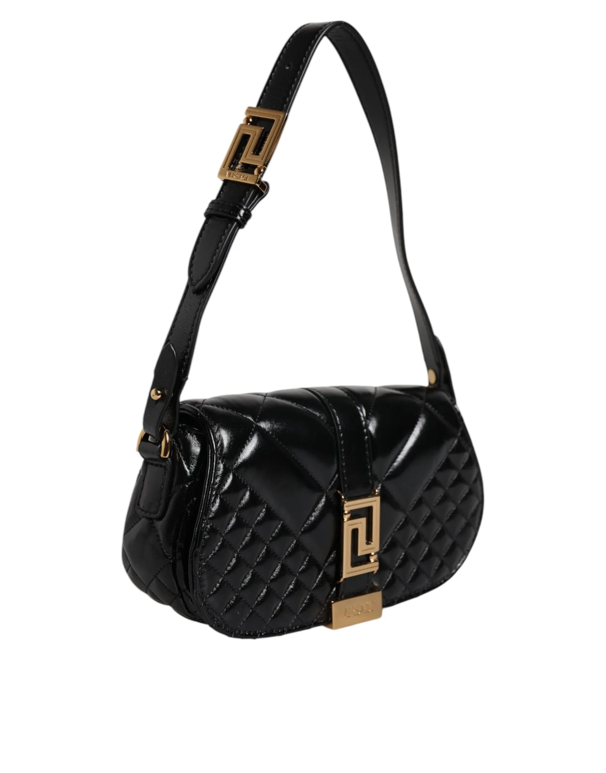 Versace Black Calf Leather Quilted Shoulder Strap Bag - Zeiniez
