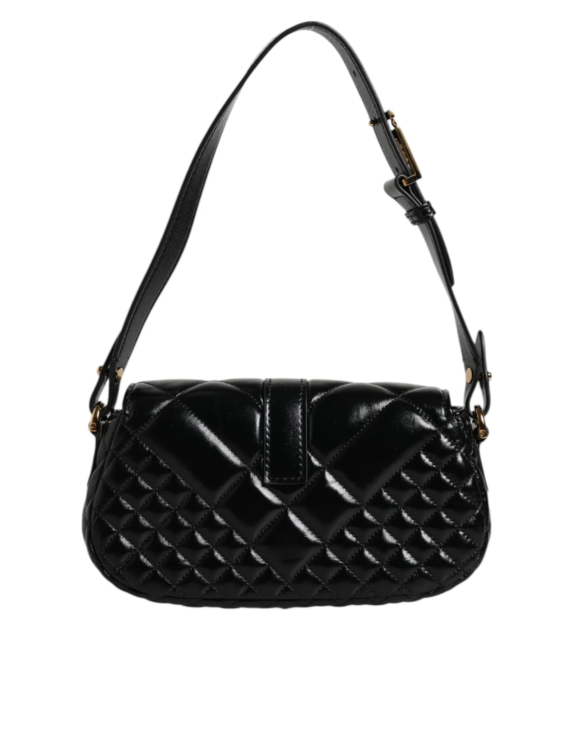 Versace Black Calf Leather Quilted Shoulder Strap Bag - Zeiniez