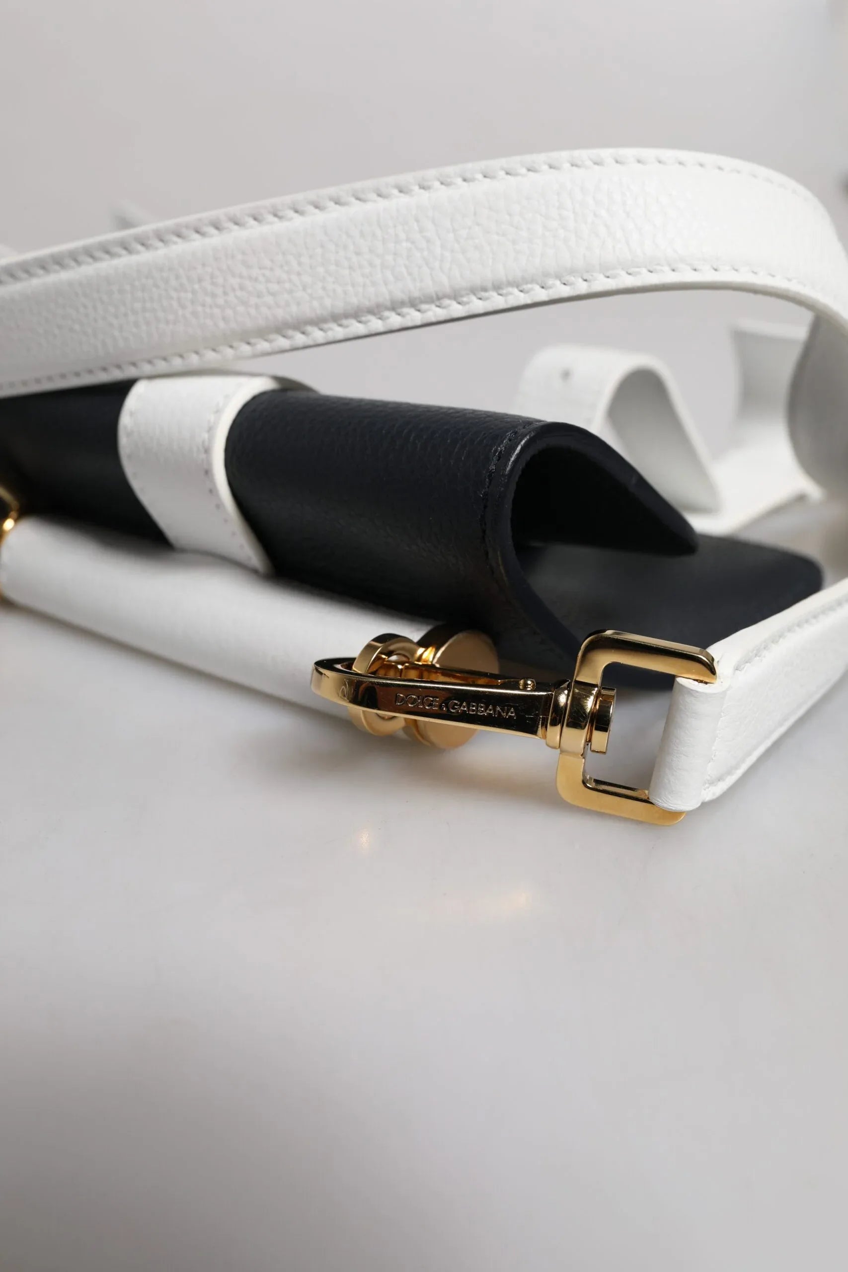 Dolce & Gabbana Blue White Calfskin Leather Crossbody Shoulder Bag - Zeiniez