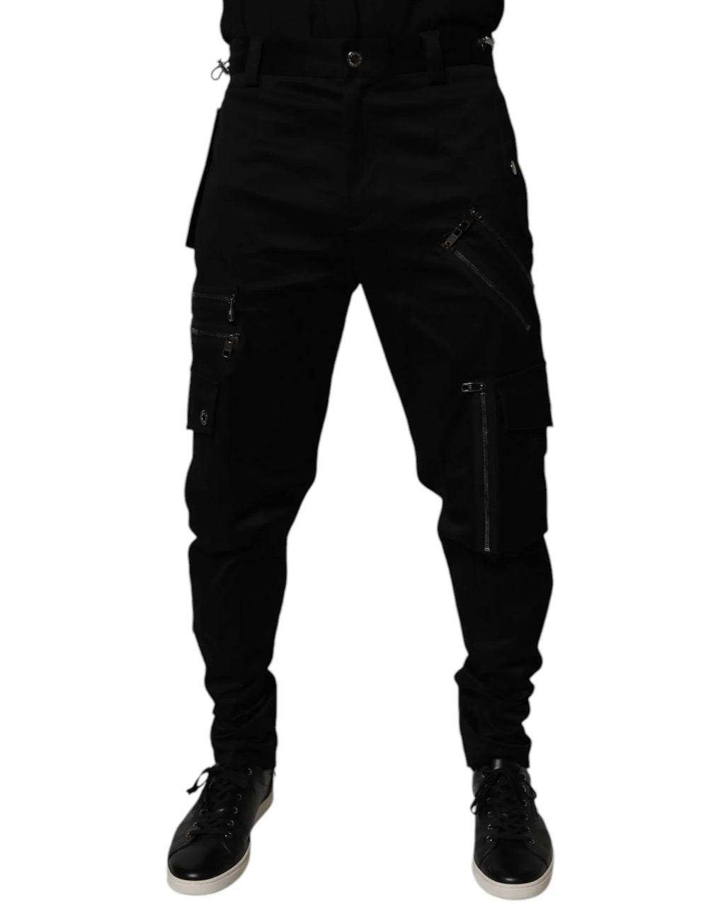 Dolce & Gabbana Black Cotton Cargo Tapered Pants - Zeiniez