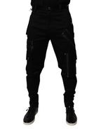 Dolce & Gabbana Black Cotton Cargo Tapered Pants - Zeiniez