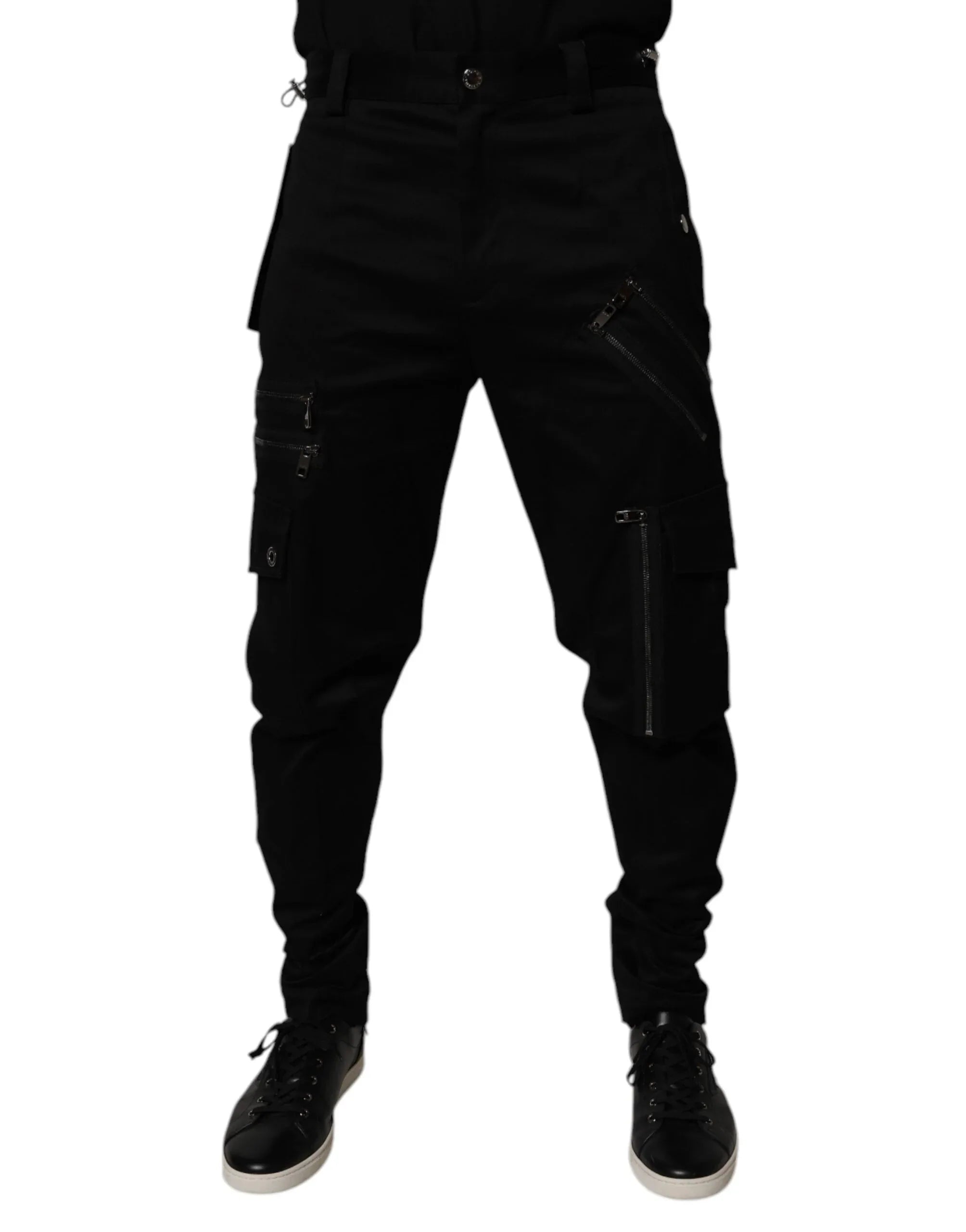 Dolce & Gabbana Black Cotton Cargo Tapered Pants - Zeiniez