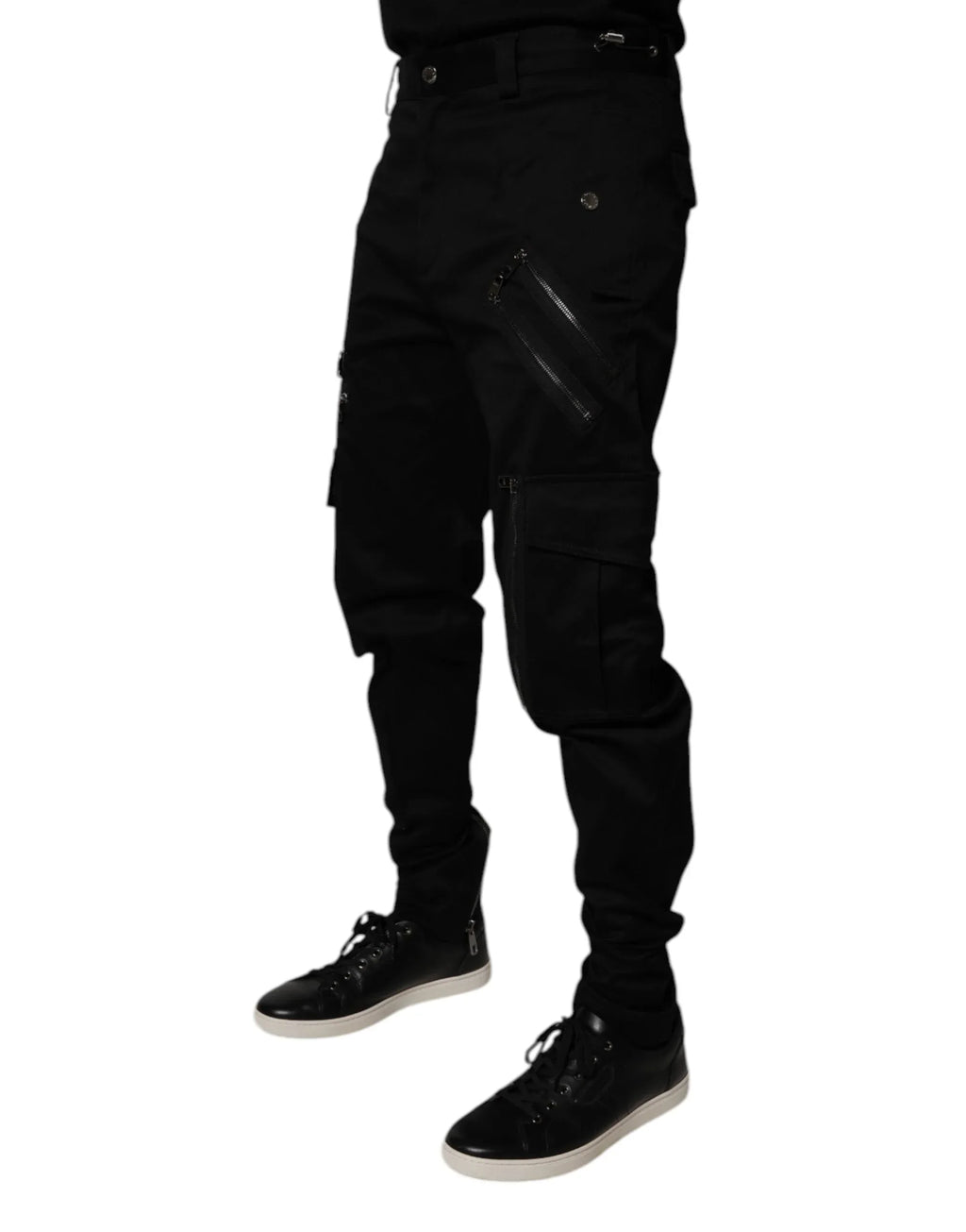 Dolce & Gabbana Black Cotton Cargo Tapered Pants - Zeiniez