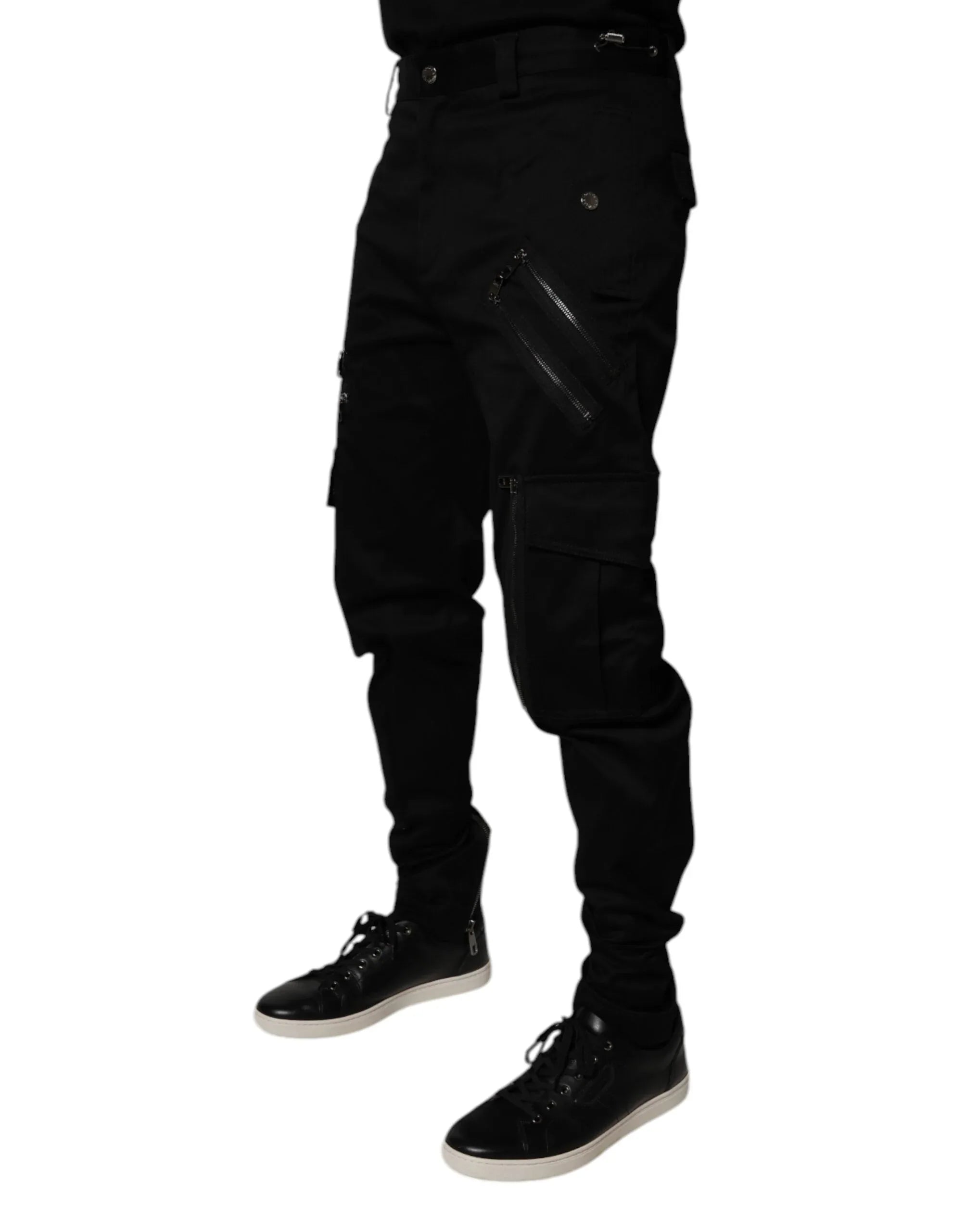 Dolce & Gabbana Black Cotton Cargo Tapered Pants - Zeiniez