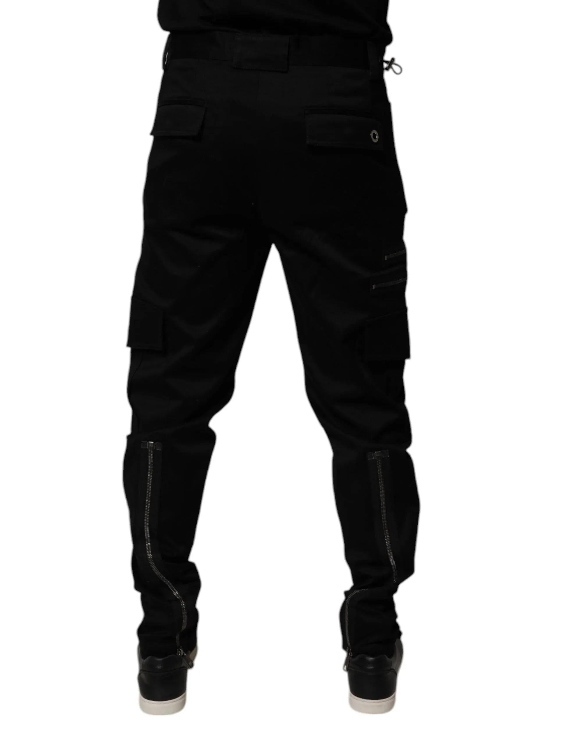 Dolce & Gabbana Black Cotton Cargo Tapered Pants - Zeiniez