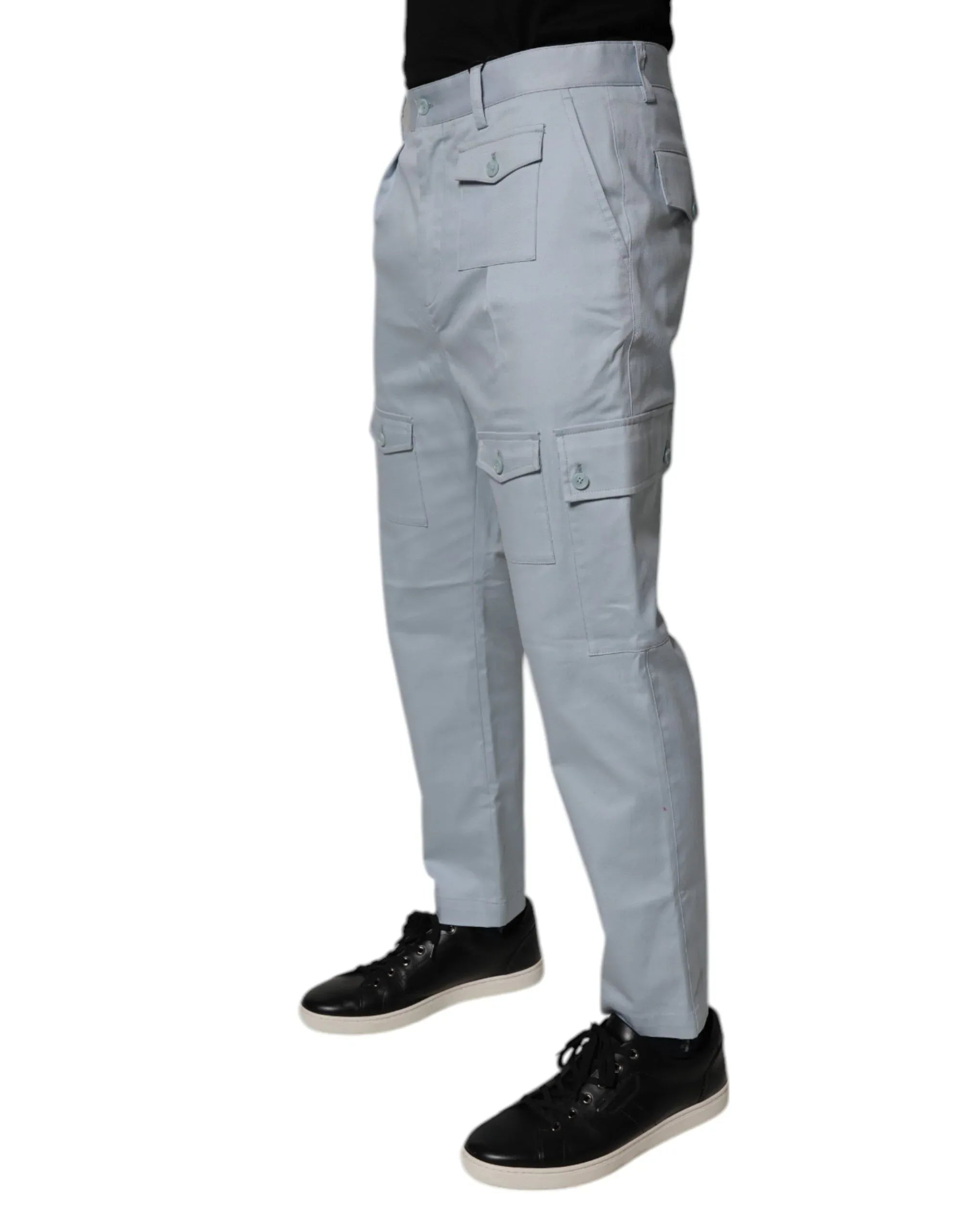 Dolce & Gabbana Light Blue Cotton Cargo Tapered Pants - Zeiniez