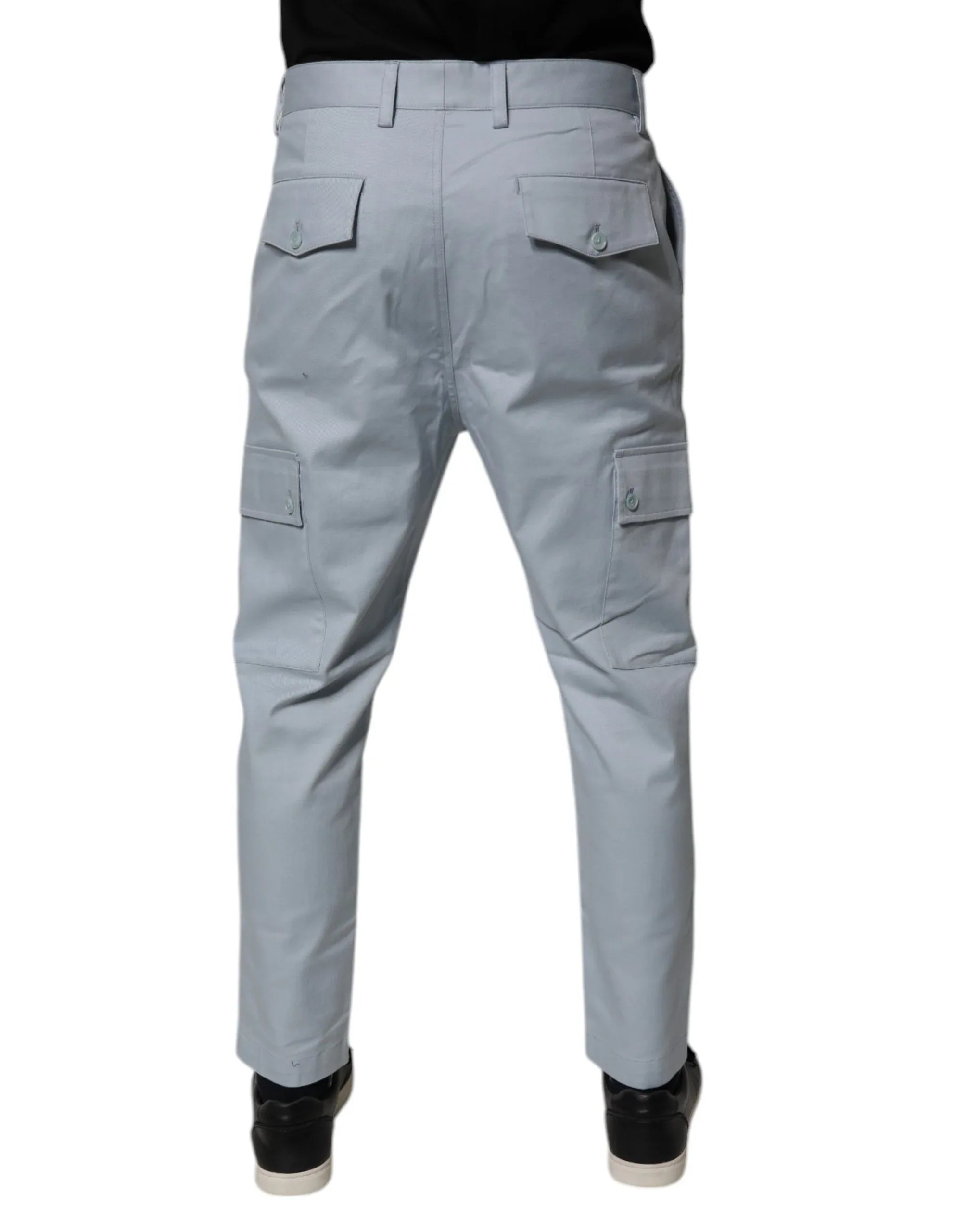 Dolce & Gabbana Light Blue Cotton Cargo Tapered Pants - Zeiniez