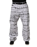 Dolce & Gabbana White Logo Print Straight Men Denim Jeans - Zeiniez